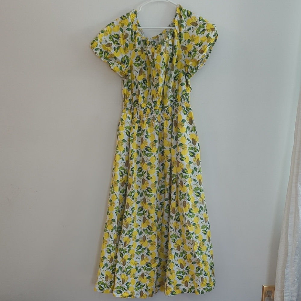 Boden Women's US 20/22R Summer Lemon and Leaf Printed Maxi Dress